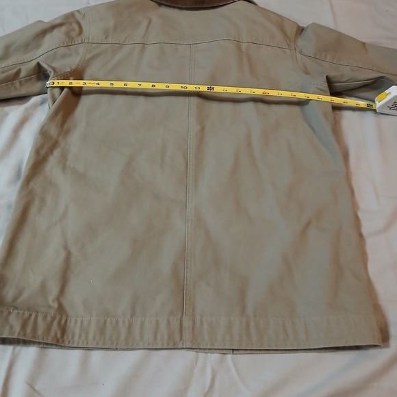 Vtg LL Bean Chore Jacket Women's Petite M Beige Corduroy Collar Barn Coat READ - Picture 7 of 12